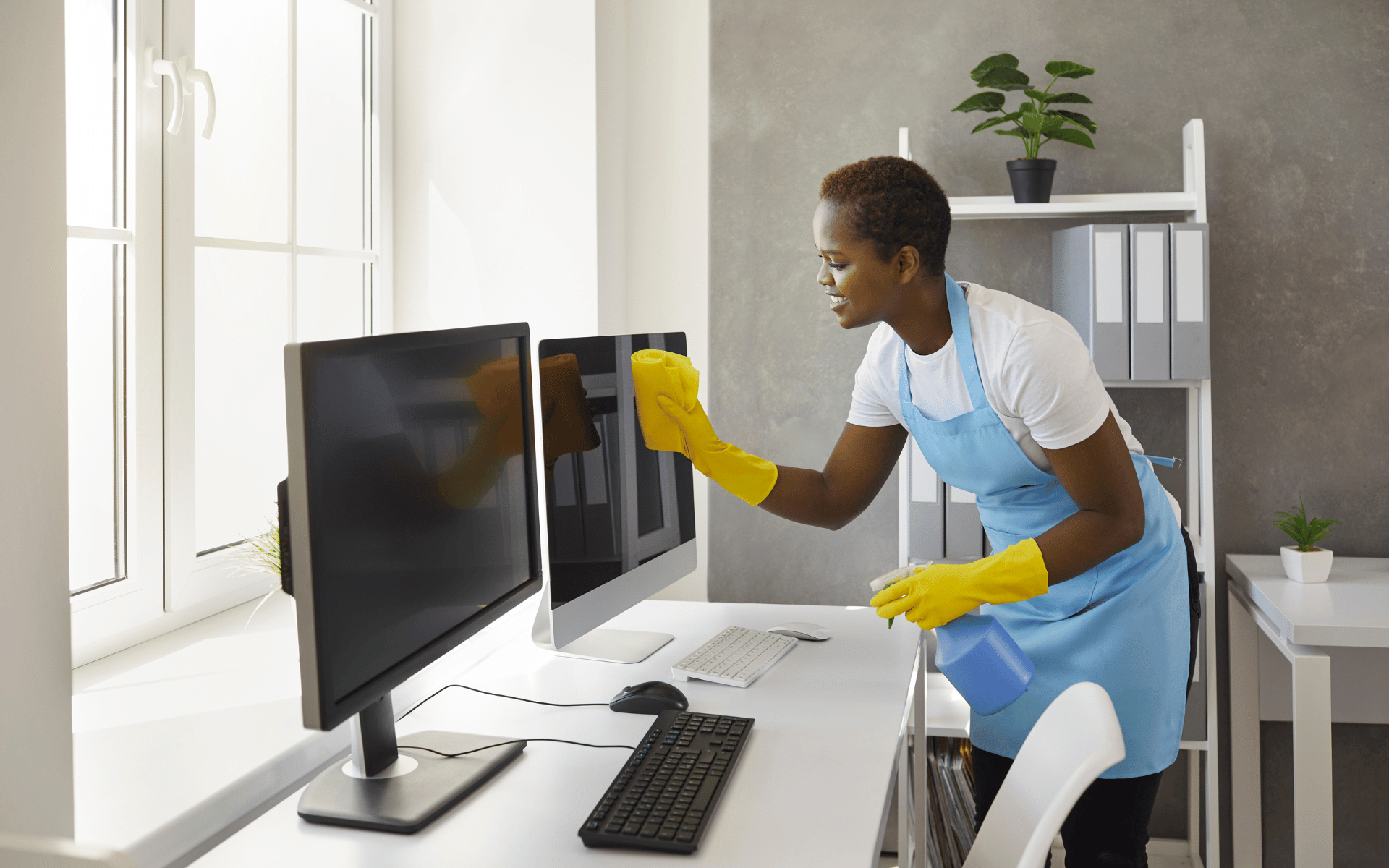 office computer area cleaning