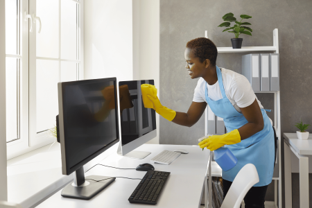 office computer area cleaning